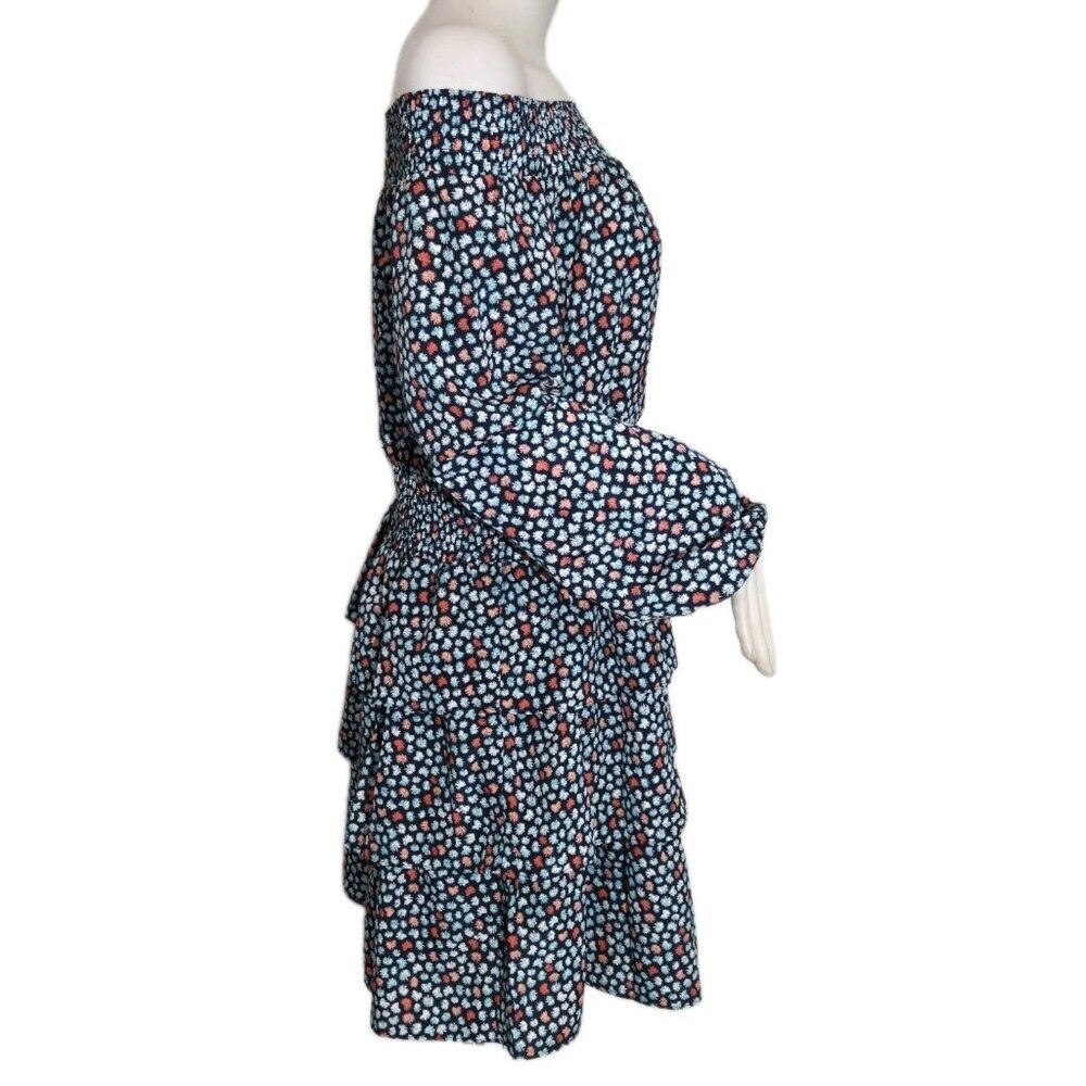 Michael Kors Women's Dress Size L Floral Off Shoulder Smocked Tiered Ruffle (63) - Picture 3 of 13